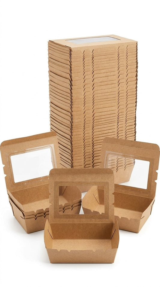 Eco-Friendly Kraft Paper Food Boxes with Clear Window | Premium Takeaway Packaging